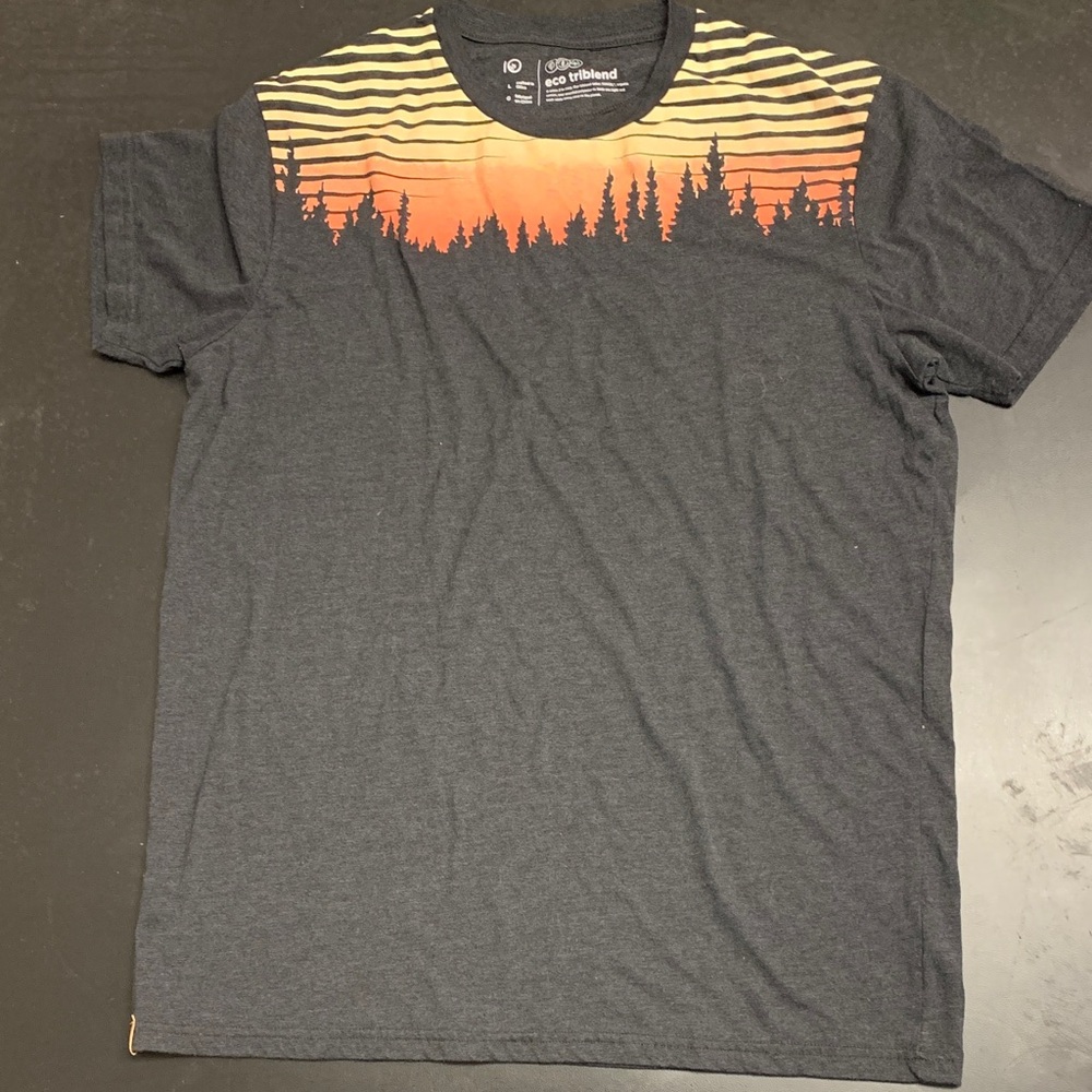 Men's Charcoal and Sunset Orange Forest Graphic Tee